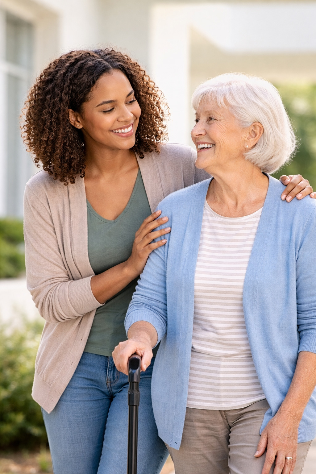 Caregiver supporting an older adult